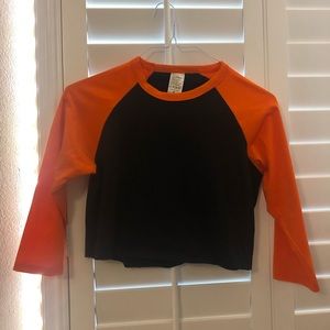NEVER WORN Cropped Black And Orange Long Sleeve